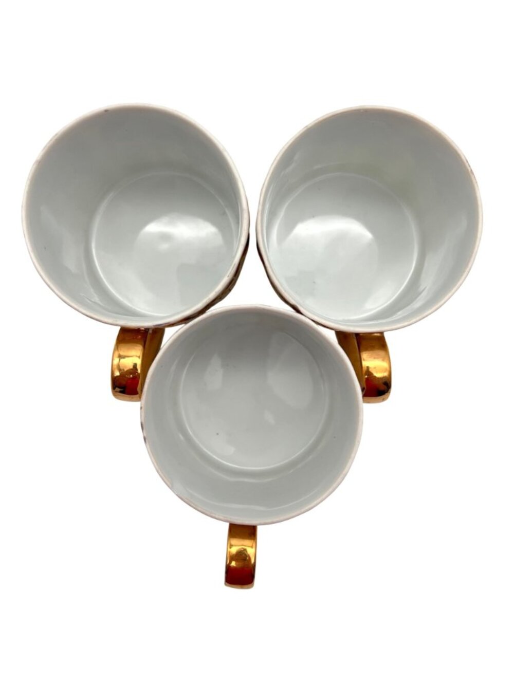 Vintage Porcelain Cup Set Of 3 Gold Handle & Grape Leaf Pattern Signed WM Sharp - Picture 13 of 16
